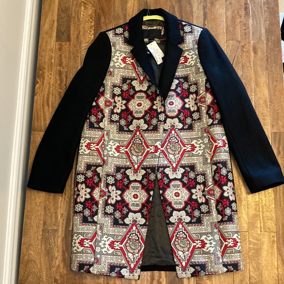 NWT NEVER WORN! Very rare J. Crew Collection Wool/Silk Tapestry Top Coat Size 10 - Picture 2 of 13